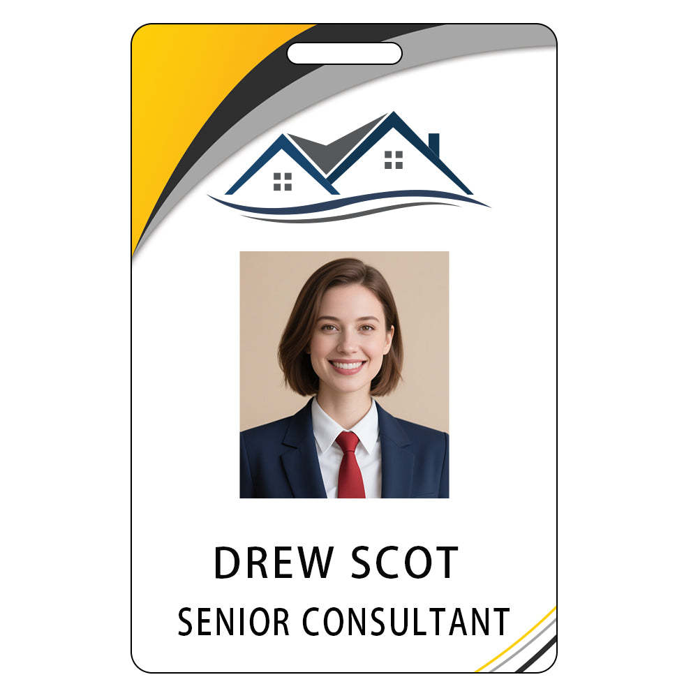 Style D04 Custom Print Employee ID Badge with Text, Personalized Name Badge Double Sided Print with Name, Photo, Logo