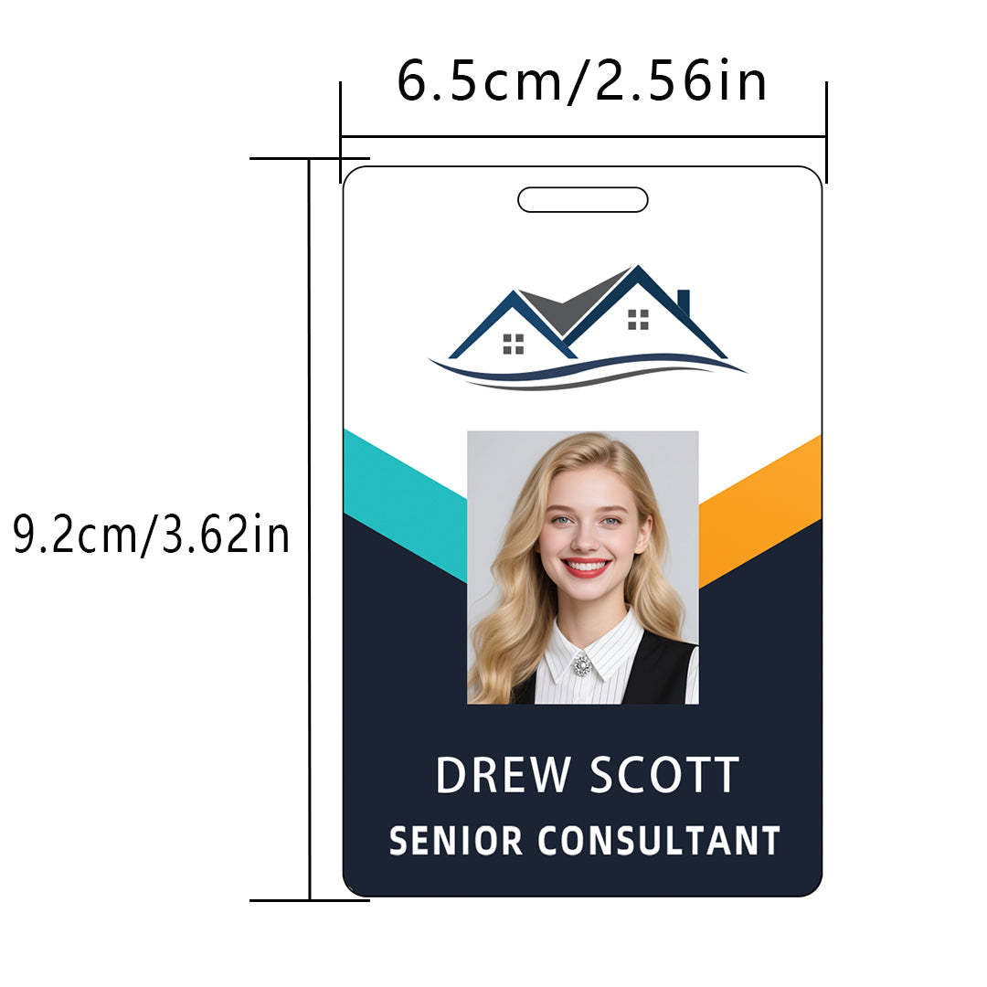 Style D05 Custom Print Employee ID Badge with Text, Personalized Name Badge Double Sided Print with Name, Photo, Logo