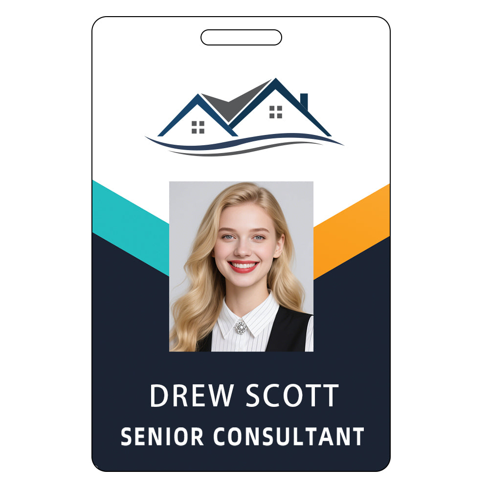 Style D05 Custom Print Employee ID Badge with Text, Personalized Name Badge Double Sided Print with Name, Photo, Logo