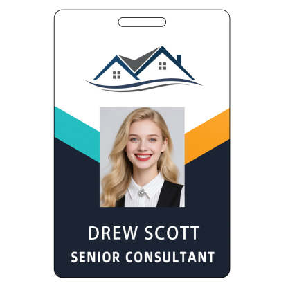 Style D05 Custom Print Employee ID Badge with Text, Personalized Name Badge Double Sided Print with Name, Photo, Logo