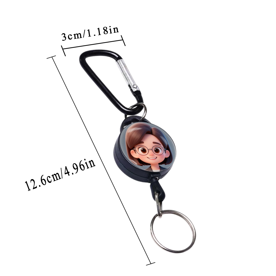 1pc Photo Custom Retractable Keychain Heavy Duty  Badge Holder, Personalized ID Badge Reel with 23.6''Retractable Cord Multitool  Key Holder
