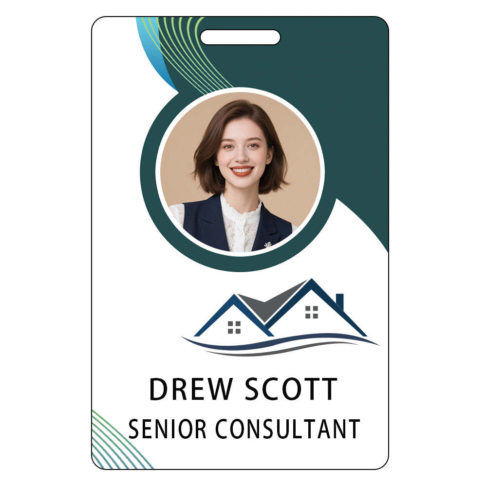 Style D06 Custom Print Employee ID Badge with Text, Personalized Name Badge Double Sided Print with Name, Photo, Logo