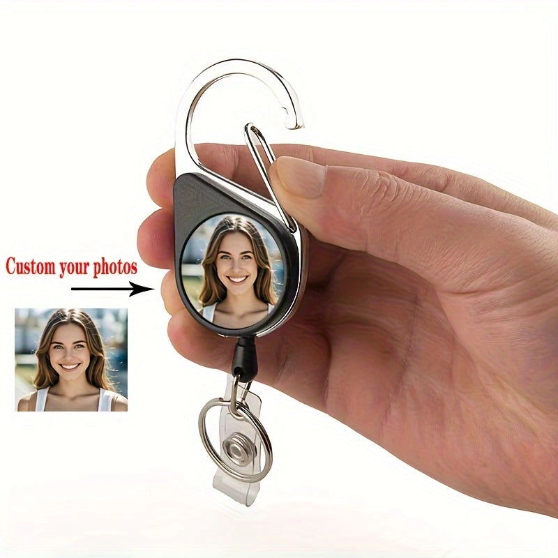 Customization of double-sided photos personalized ID Badge Holder  Retractable Heavy Duty Badge Reels(You have photos on both the front and back)