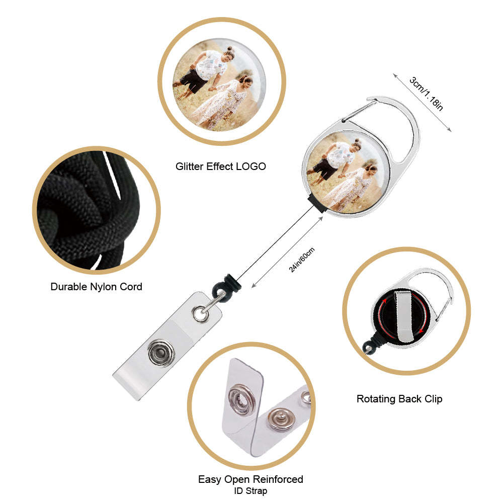 Photo Custom Badge Card Holder Personalized Retractable Badge Reel Holder Clip by Bulk Premium Badge