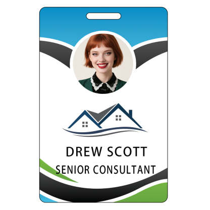 Style D07 Custom Print Employee ID Badge with Text, Personalized Name Badge Double Sided Print with Name, Photo, Logo