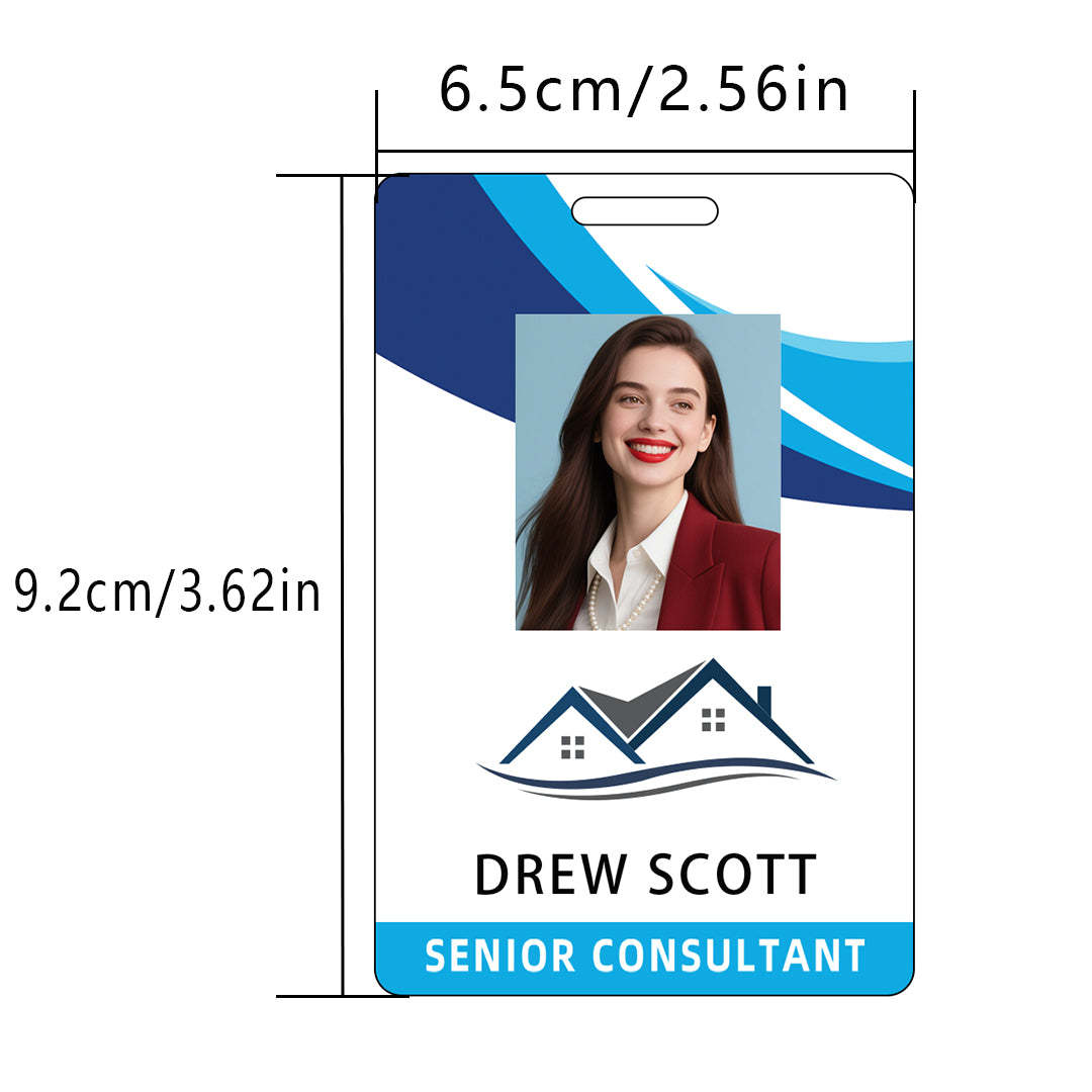 Style D41-1 Custom Print Employee ID Badge with Text, Personalized Name Badge Double Sided Print with Name, Photo, Logo