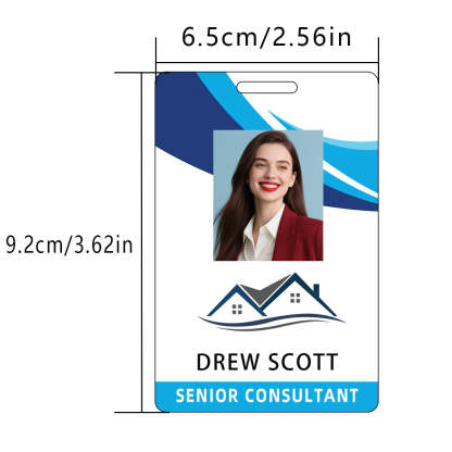 Style D41-1 Custom Print Employee ID Badge with Text, Personalized Name Badge Double Sided Print with Name, Photo, Logo