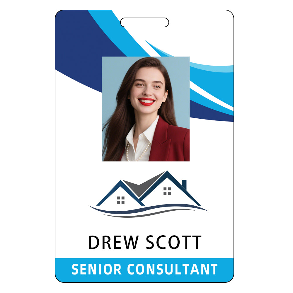 Style D41-1 Custom Print Employee ID Badge with Text, Personalized Name Badge Double Sided Print with Name, Photo, Logo