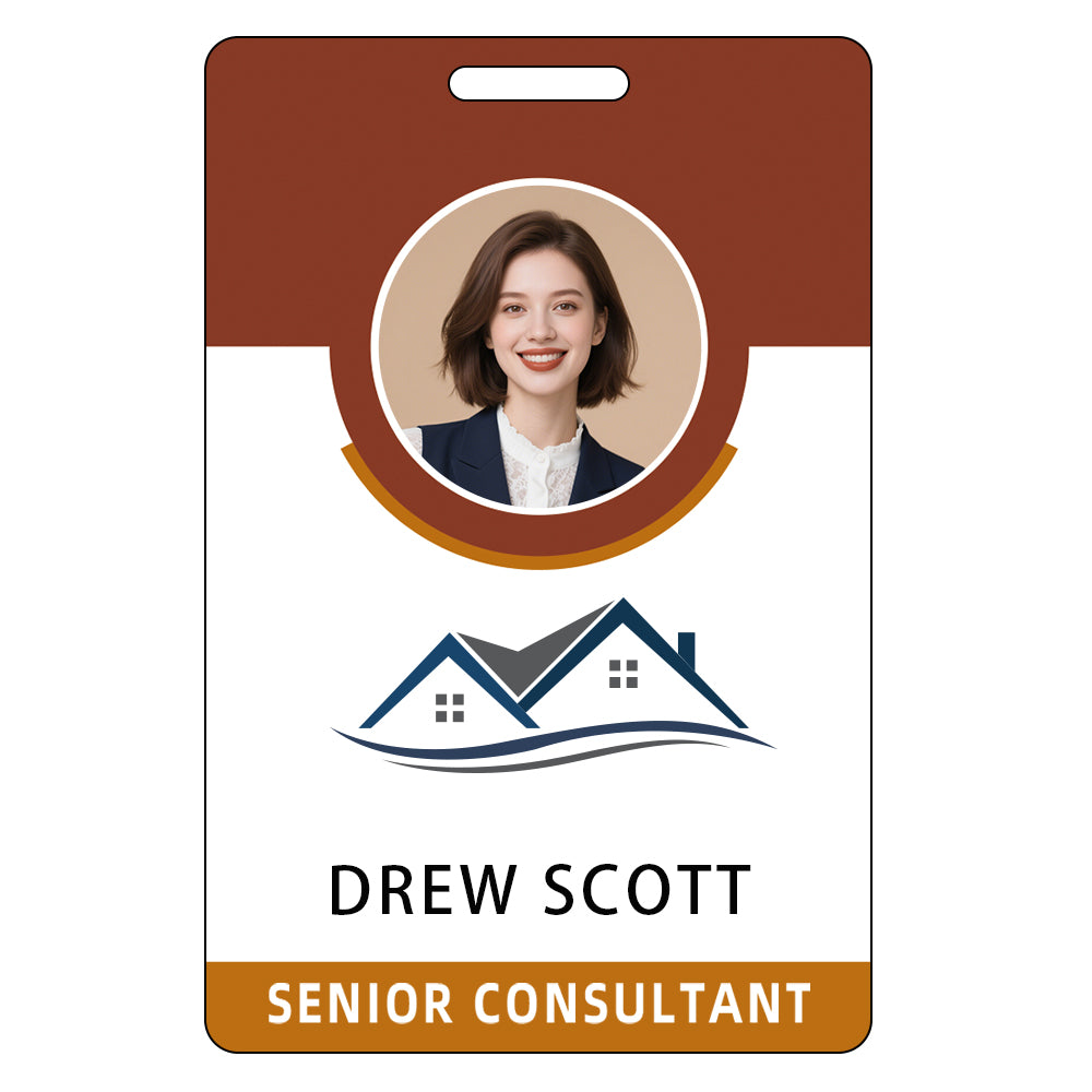 Style D09 Custom Print Employee ID Badge with Text, Personalized Name Badge Double Sided Print with Name, Photo, Logo