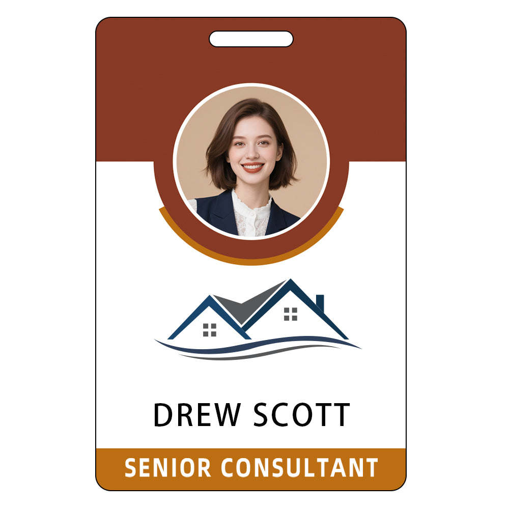 Style D09 Custom Print Employee ID Badge with Text, Personalized Name Badge Double Sided Print with Name, Photo, Logo
