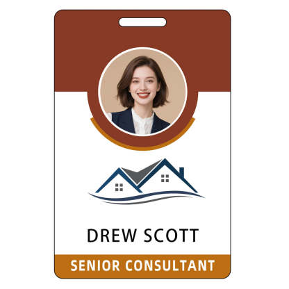 Style D09 Custom Print Employee ID Badge with Text, Personalized Name Badge Double Sided Print with Name, Photo, Logo