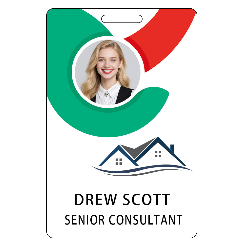 Style D10 Custom Print Employee ID Badge with Text, Personalized Name Badge Double Sided Print with Name, Photo, Logo