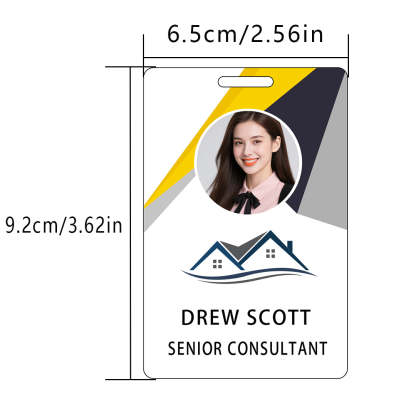 Style D11 Custom Print Employee ID Badge with Text, Personalized Name Badge Double Sided Print with Name, Photo, Logo