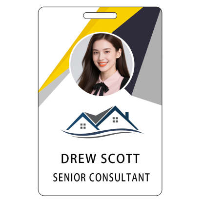 Style D11 Custom Print Employee ID Badge with Text, Personalized Name Badge Double Sided Print with Name, Photo, Logo