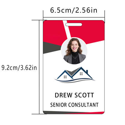 Style D13 Custom Print Employee ID Badge with Text, Personalized Name Badge Double Sided Print with Name, Photo, Logo