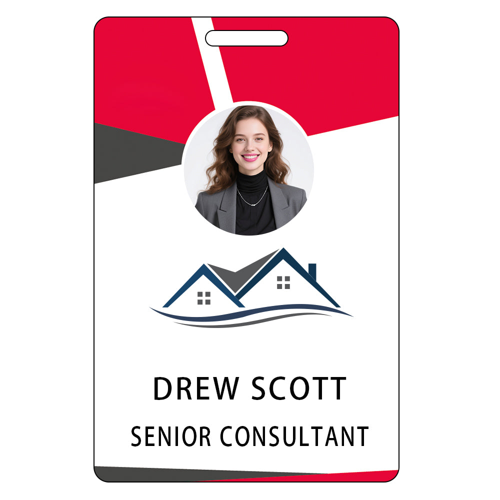 Style D13 Custom Print Employee ID Badge with Text, Personalized Name Badge Double Sided Print with Name, Photo, Logo