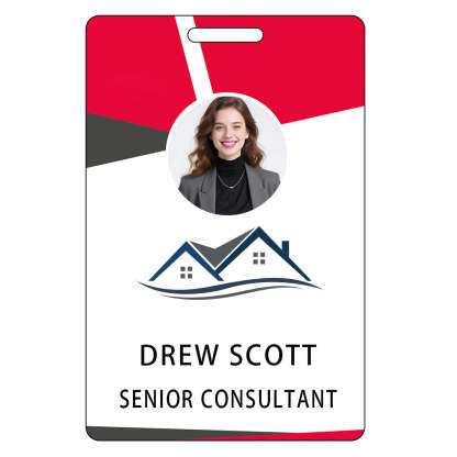 Style D13 Custom Print Employee ID Badge with Text, Personalized Name Badge Double Sided Print with Name, Photo, Logo