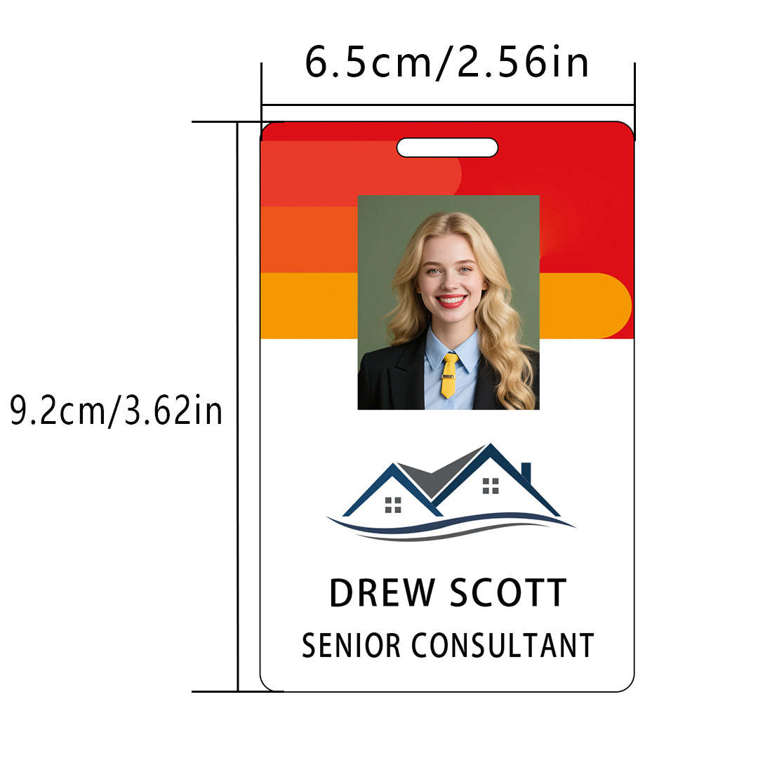 Style D14 Custom Print Employee ID Badge with Text, Personalized Name Badge Double Sided Print with Name, Photo, Logo