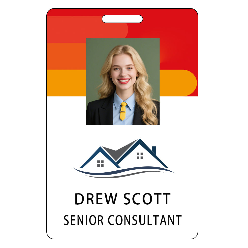 Style D14 Custom Print Employee ID Badge with Text, Personalized Name Badge Double Sided Print with Name, Photo, Logo