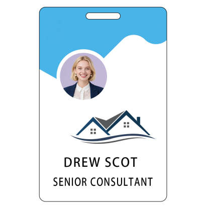 Style D15 Custom Print Employee ID Badge with Text, Personalized Name Badge Double Sided Print with Name, Photo, Logo
