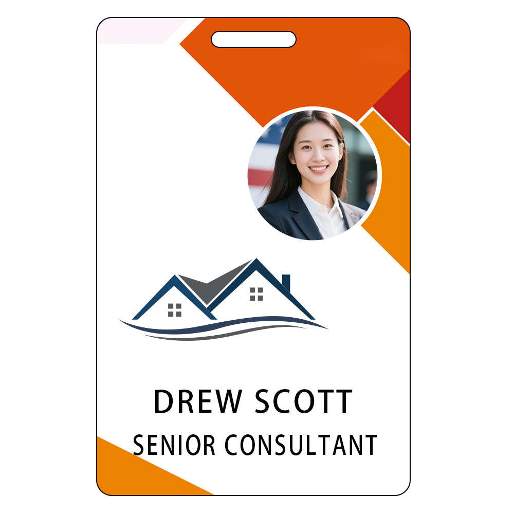 Style D16 Custom Print Employee ID Badge with Text, Personalized Name Badge Double Sided Print with Name, Photo, Logo