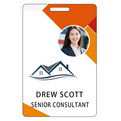 Style D16 Custom Print Employee ID Badge with Text, Personalized Name Badge Double Sided Print with Name, Photo, Logo