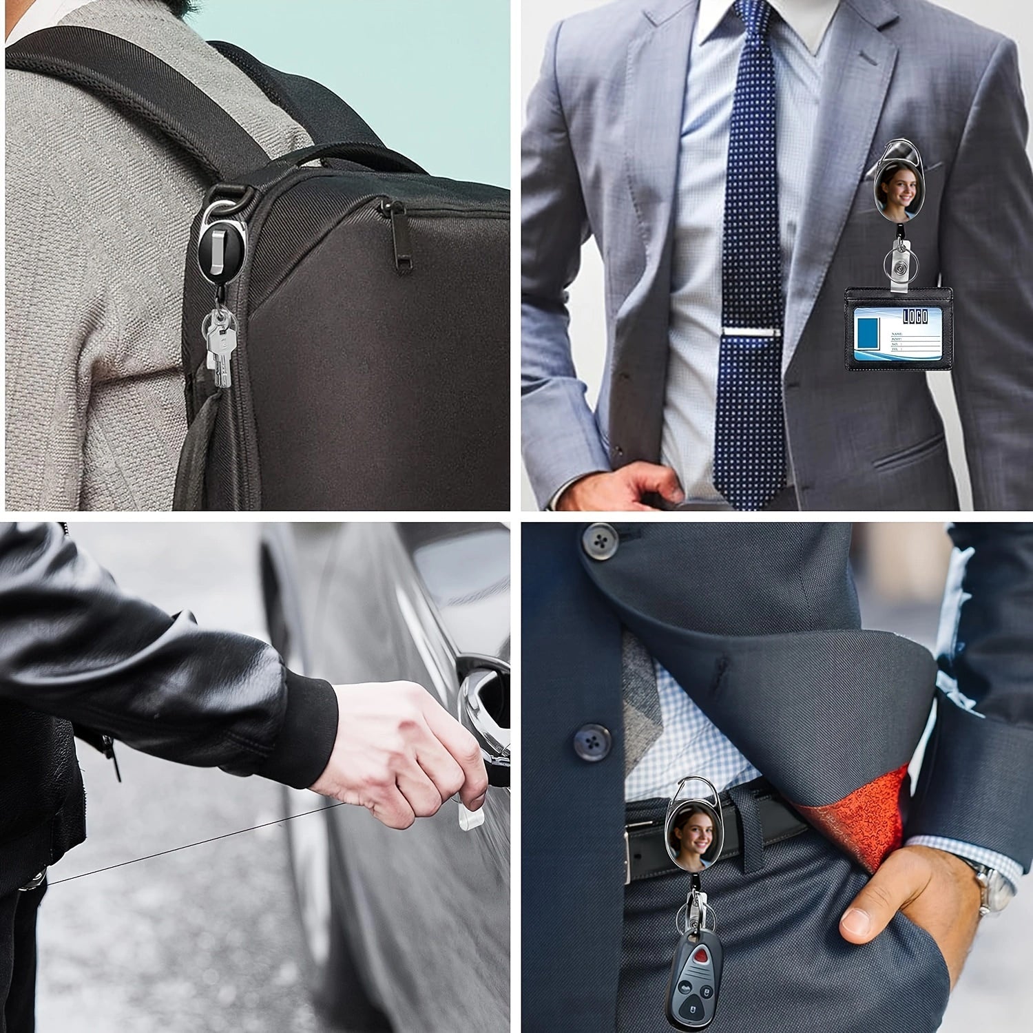 custom photo personalized ID Badge Holder with Clip  Retractable Heavy Duty Badge Reels Badge Reel with 24 inches Pull Cord