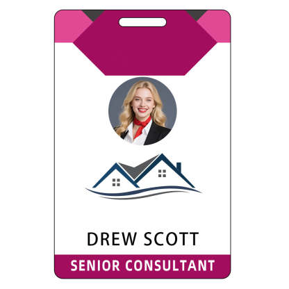 Style D17 Custom Print Employee ID Badge with Text, Personalized Name Badge Double Sided Print with Name, Photo, Logo