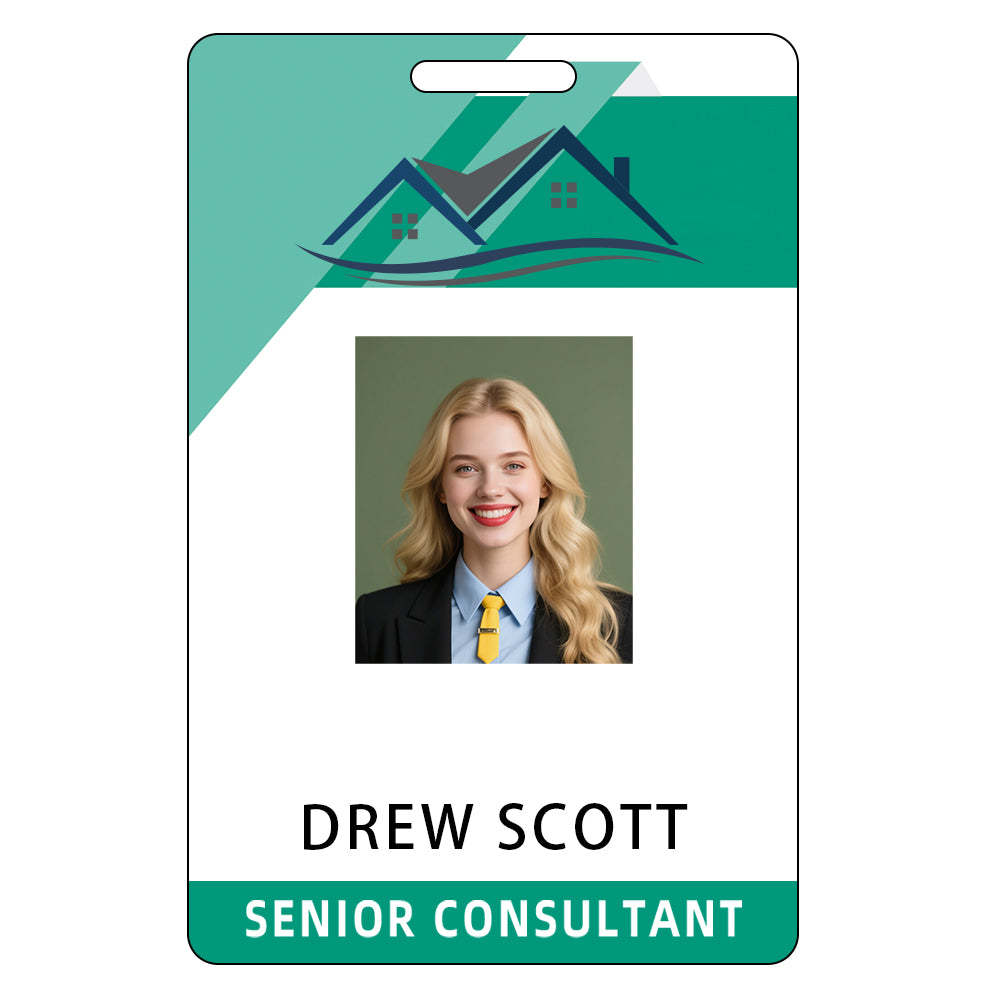 Style D18 Custom Print Employee ID Badge with Text, Personalized Name Badge Double Sided Print with Name, Photo, Logo