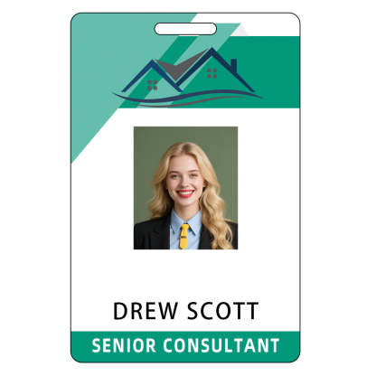 Style D18 Custom Print Employee ID Badge with Text, Personalized Name Badge Double Sided Print with Name, Photo, Logo
