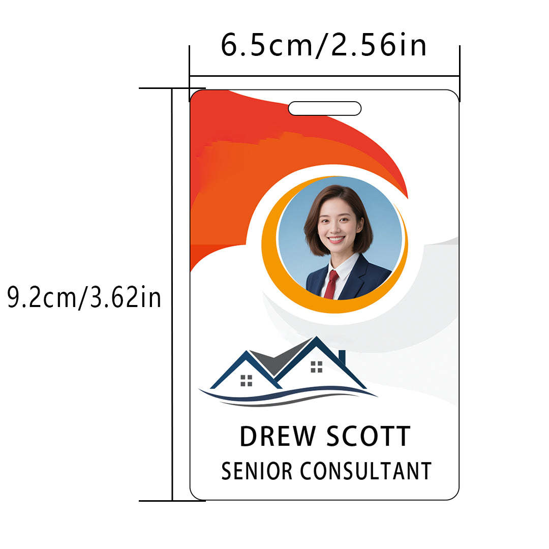 Style D19 Custom Print Employee ID Badge with Text, Personalized Name Badge Double Sided Print with Name, Photo, Logo