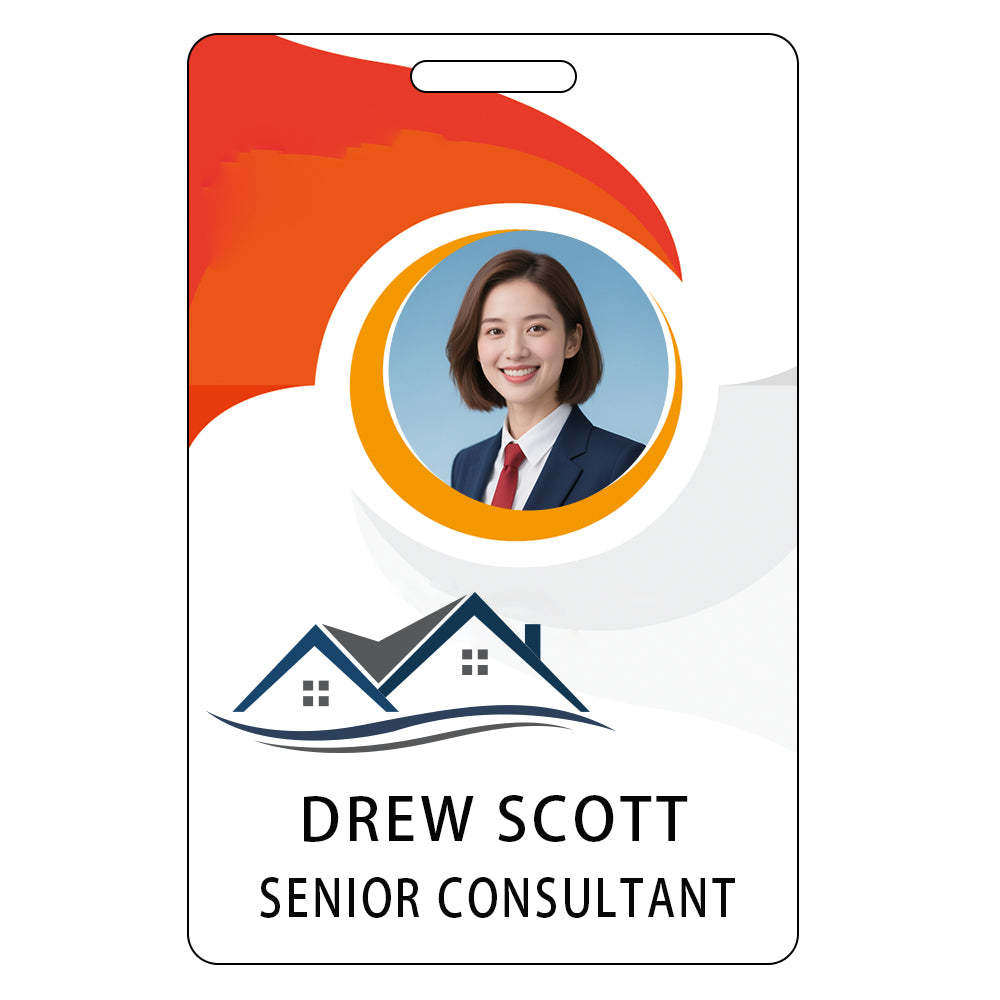 Style D19 Custom Print Employee ID Badge with Text, Personalized Name Badge Double Sided Print with Name, Photo, Logo