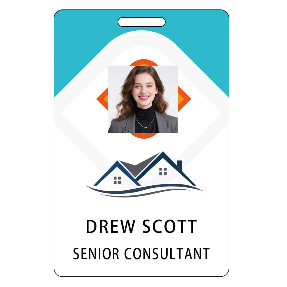 Style D22 Custom Print Employee ID Badge with Text, Personalized Name Badge Double Sided Print with Name, Photo, Logo