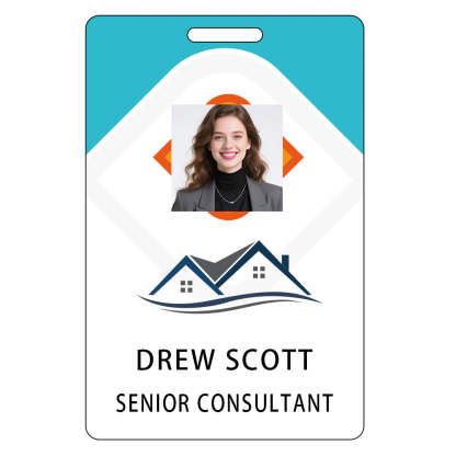 Style D22 Custom Print Employee ID Badge with Text, Personalized Name Badge Double Sided Print with Name, Photo, Logo