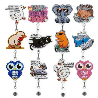 72 Retractable ID Name Badge Holder Reels with Swivel Alligator Clip  Cute Gifts