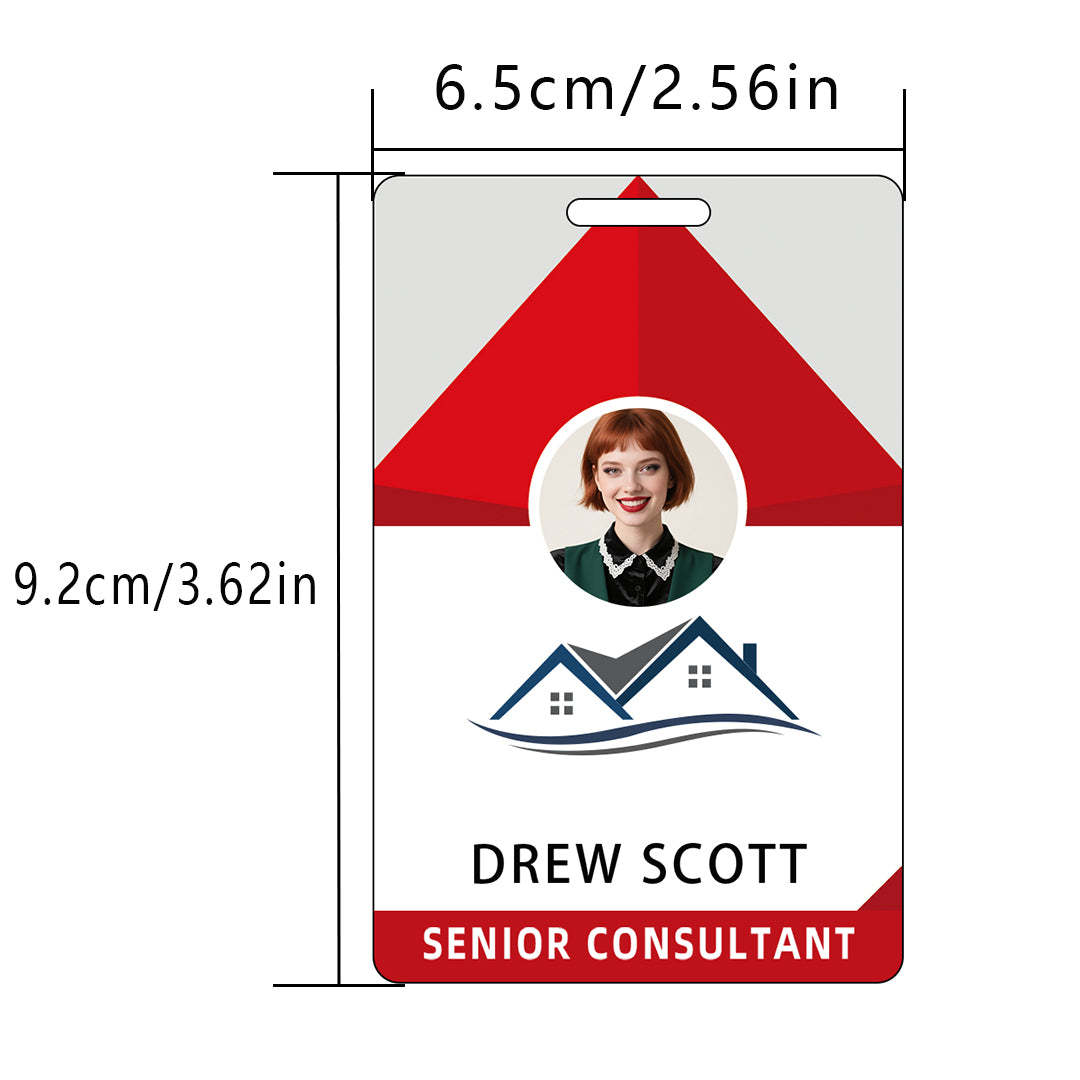 Style D23 Custom Print Employee ID Badge with Text, Personalized Name Badge Double Sided Print with Name, Photo, Logo