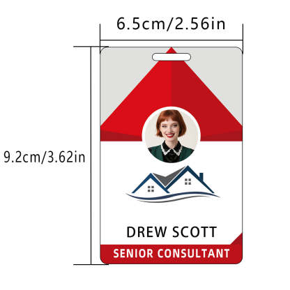 Style D23 Custom Print Employee ID Badge with Text, Personalized Name Badge Double Sided Print with Name, Photo, Logo