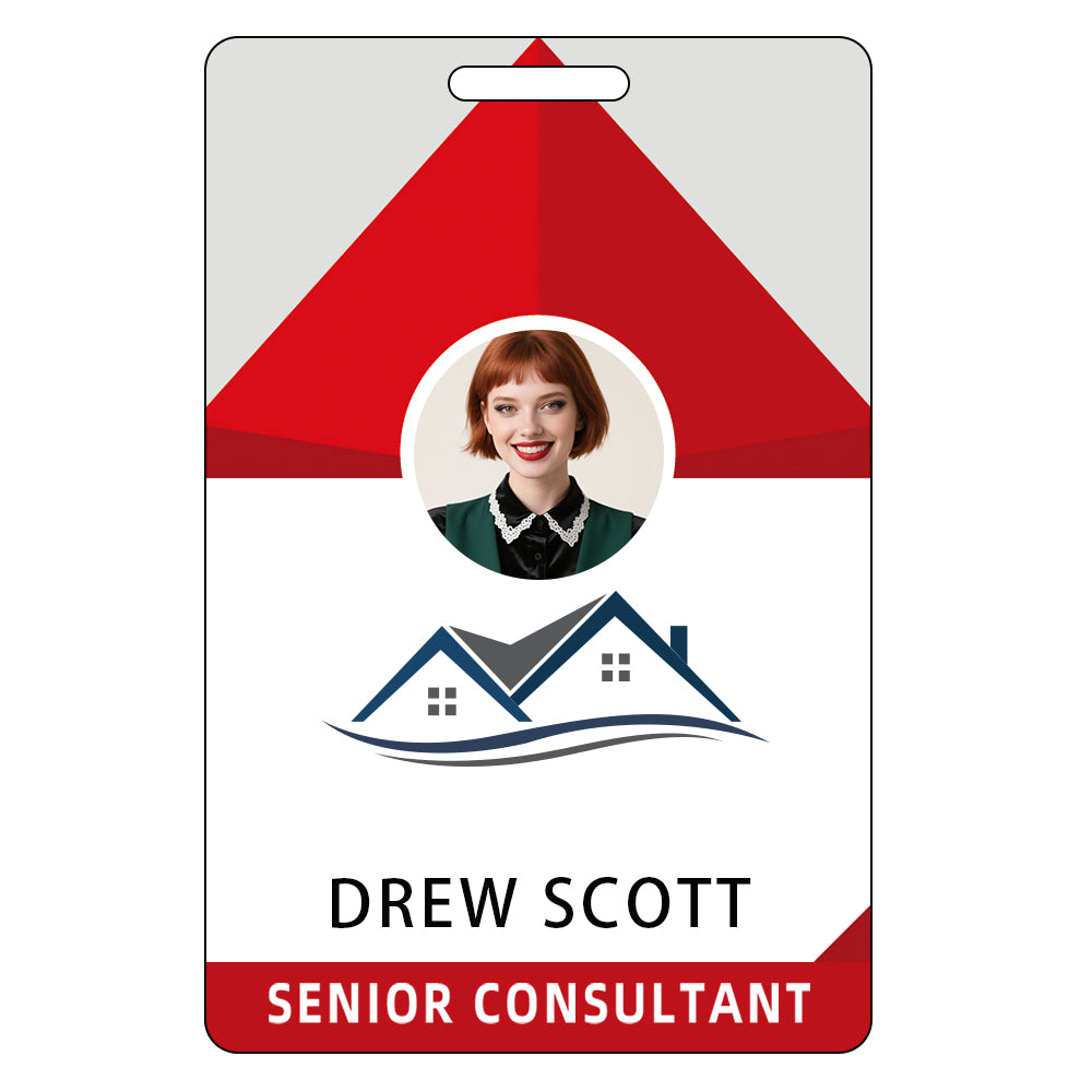 Style D23 Custom Print Employee ID Badge with Text, Personalized Name Badge Double Sided Print with Name, Photo, Logo