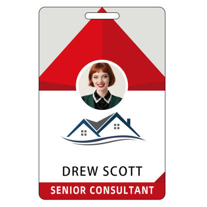 Style D23 Custom Print Employee ID Badge with Text, Personalized Name Badge Double Sided Print with Name, Photo, Logo