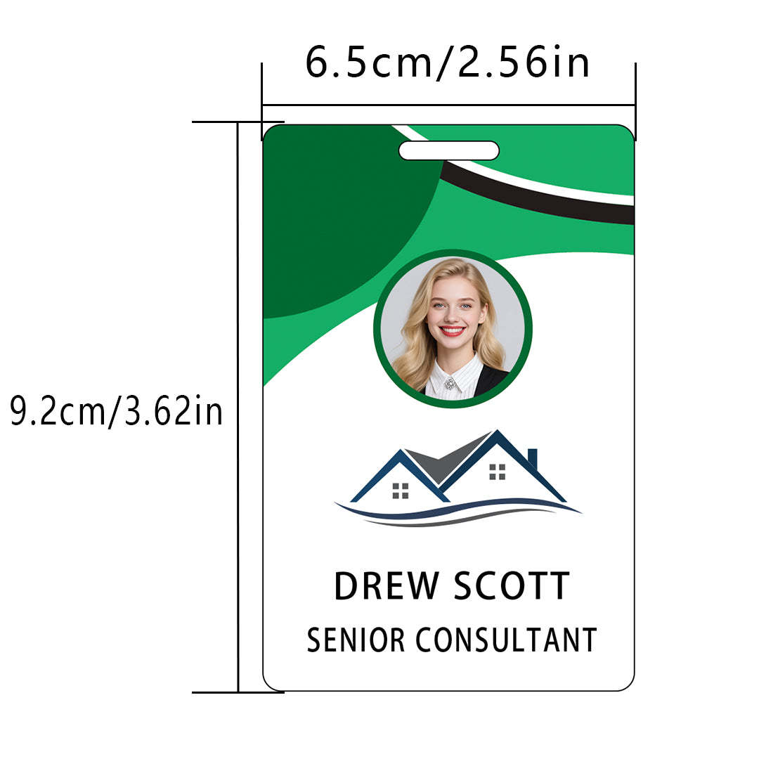 Style D26 Custom Print Employee ID Badge with Text, Personalized Name Badge Double Sided Print with Name, Photo, Logo