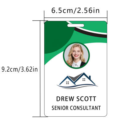 Style D26 Custom Print Employee ID Badge with Text, Personalized Name Badge Double Sided Print with Name, Photo, Logo