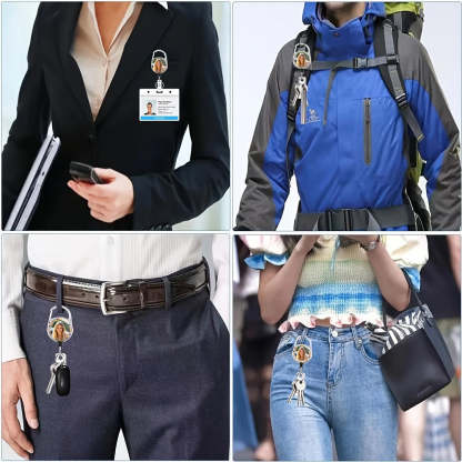 1pc Photo custom Heavy Duty Retractable Badge Reel Clip ID Badge Holders with Clip and Keyring