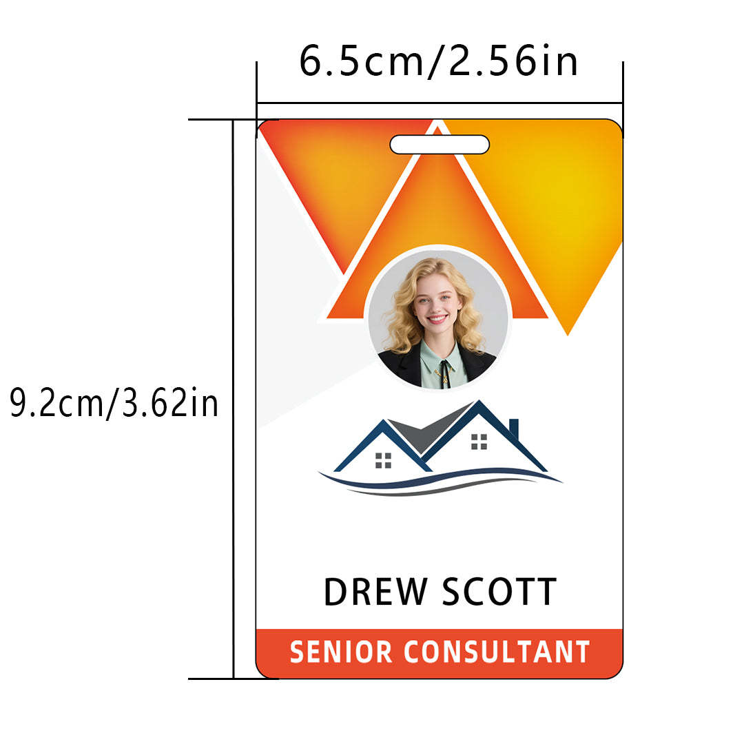 Style D27 Custom Print Employee ID Badge with Text, Personalized Name Badge Double Sided Print with Name, Photo, Logo