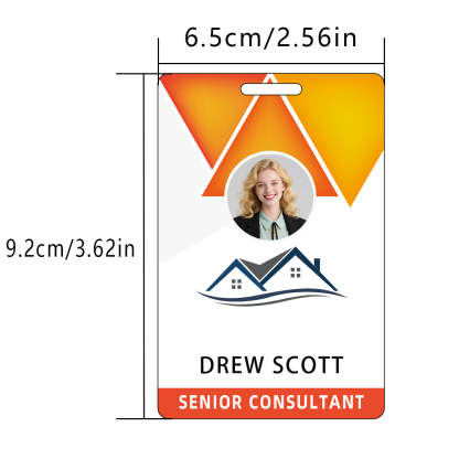 Style D27 Custom Print Employee ID Badge with Text, Personalized Name Badge Double Sided Print with Name, Photo, Logo