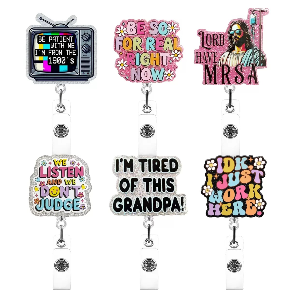 81 Retractable ID Name Badge Holder Reels with Swivel Alligator Clip  Cute Gifts