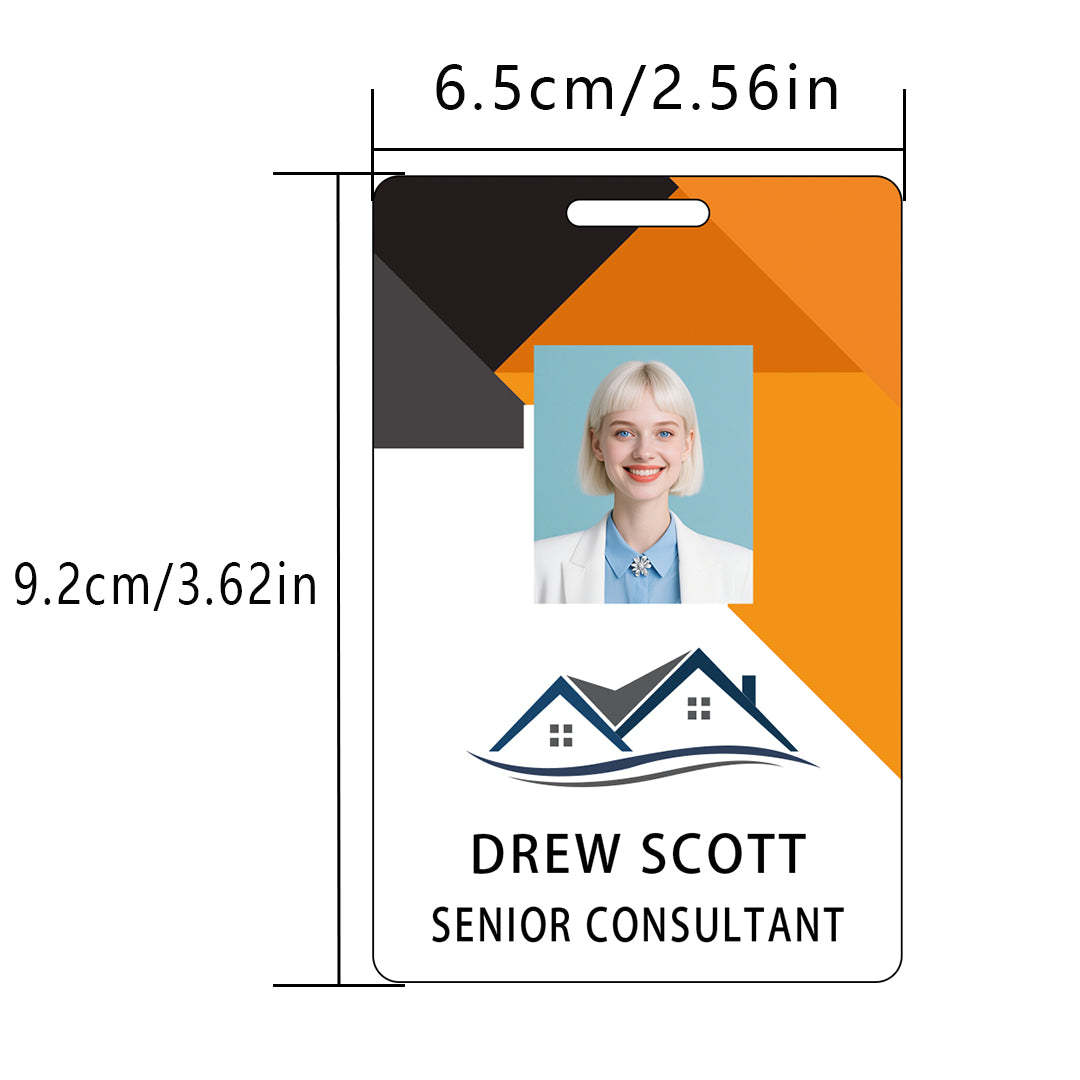 Style D29 Custom Print Employee ID Badge with Text, Personalized Name Badge Double Sided Print with Name, Photo, Logo