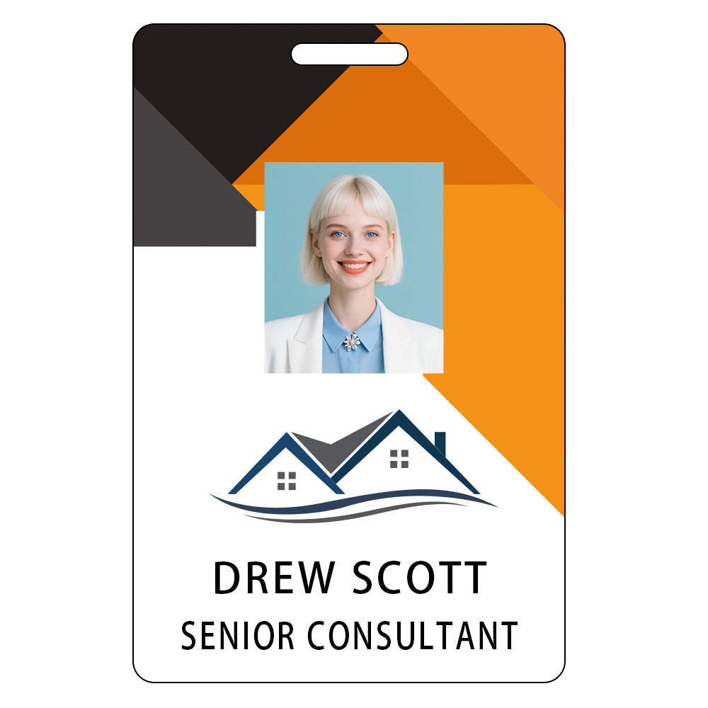 Style D29 Custom Print Employee ID Badge with Text, Personalized Name Badge Double Sided Print with Name, Photo, Logo