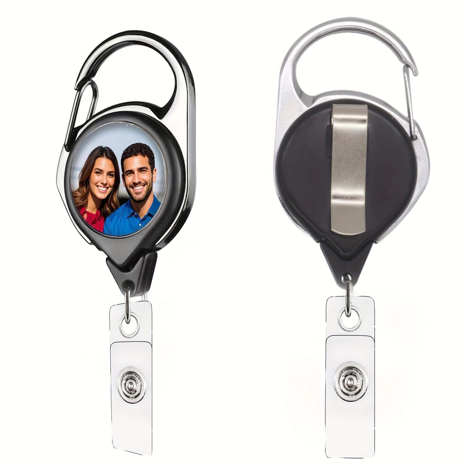 1pc Custom photo personalized ID Badge Holder with Clip Badge Reels Retractable Heavy Duty Badge Reel  for nurses teachers students office women and men
