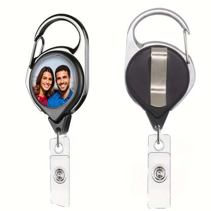 1pc Custom photo personalized ID Badge Holder with Clip Badge Reels Retractable Heavy Duty Badge Reel  for nurses teachers students office women and men