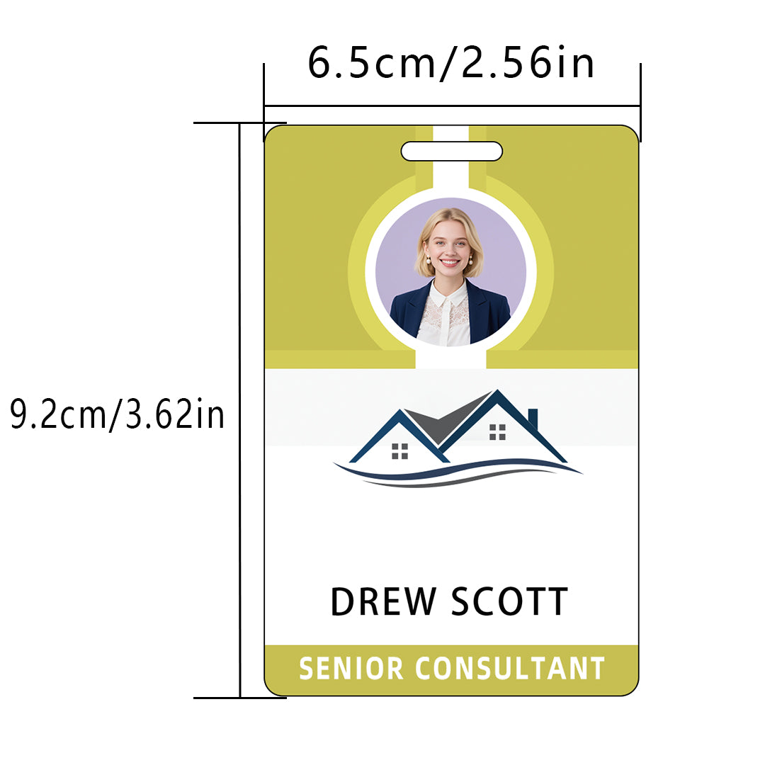 Style D34 Custom Print Employee ID Badge with Text, Personalized Name Badge Double Sided Print with Name, Photo, Logo